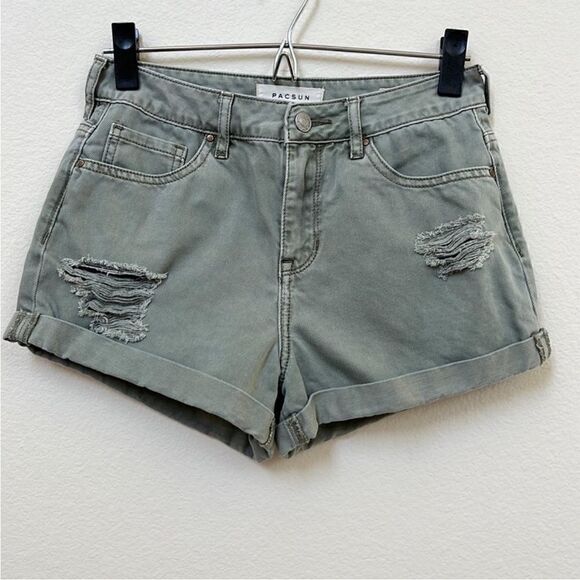 Pacsun High Rise Distressed Cuffed Shorts - Picture 1 of 9